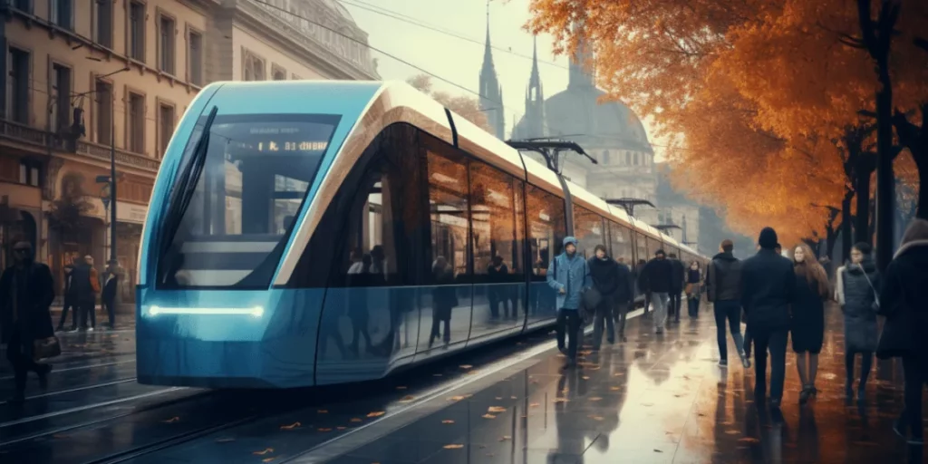 Passengers aboard a new city light rail, illustrating human systems integration