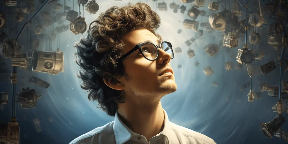 Young thinking man about systems vs great design