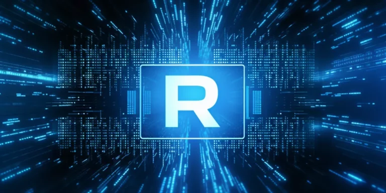 the_letter_r_in_a_blue_square_in_the_style_of_light_cy