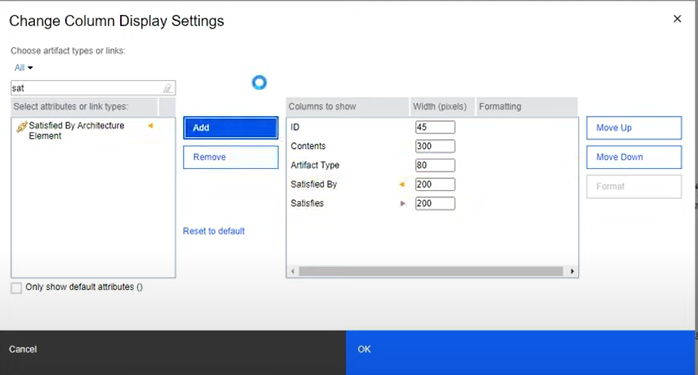 Column Display Settings