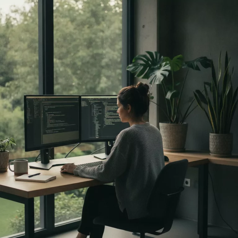 Engineer working at a quiet desk